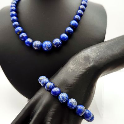 Sale Photo Thumbnail #280: Jay King Lapis Lazuli Graduated Necklace & Bracelet