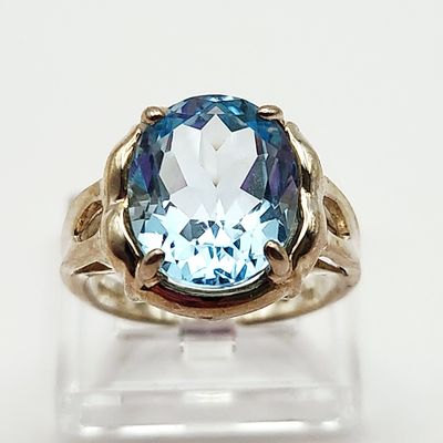 Sale Photo Thumbnail #240: Sterling Blue Topaz Ring 4.9 Grams