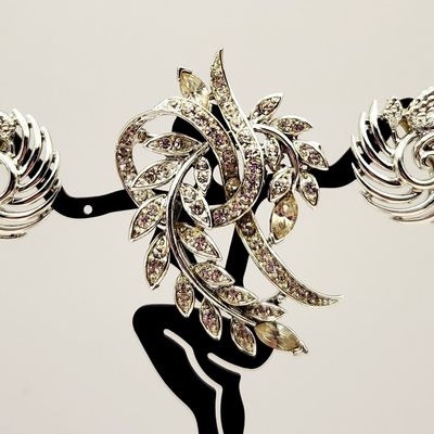 Sale Photo Thumbnail #249: Lisner Silver-Tone Brooch and Earrings