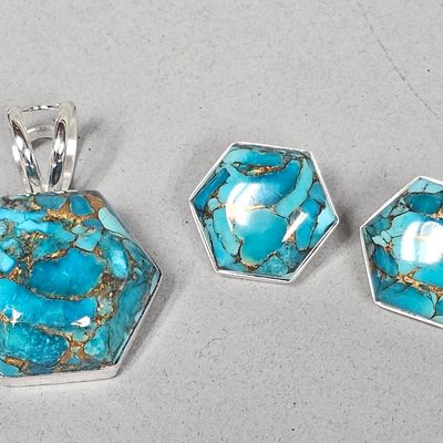Sale Photo Thumbnail #146: Jay King Sterling Copper Turquoise Set 45.0 Grams