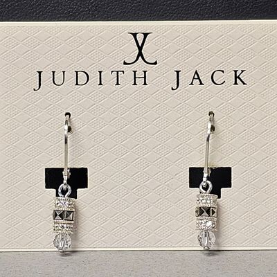 Sale Photo Thumbnail #447: Judith Jack Sterling Marcasite & Crystal Earrings 2.7 Grams
