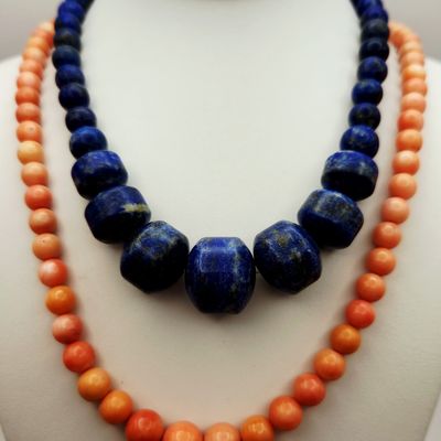 Sale Photo Thumbnail #282: Jay King Lapis & Coral Necklaces