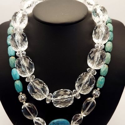 Sale Photo Thumbnail #274: Sterling Turquoise & Faceted Acrylic Necklaces