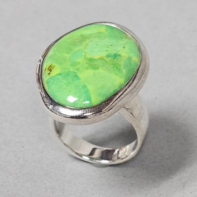 Sale Photo Thumbnail #63: Bearse Sterling Gaspeite Ring 14.0 Grams