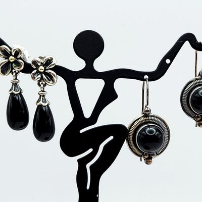 Sale Photo Thumbnail #382: Sterling Lynn & Indonesia Onyx Earrings 15.9 Grams