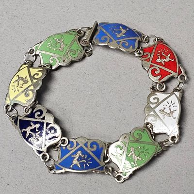 Sale Photo Thumbnail #449: Sterling Enamel Shield Bracelet 12.5 Grams