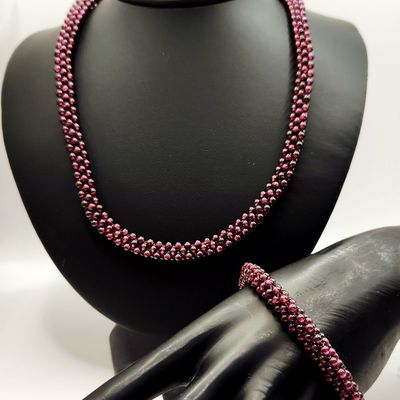 Sale Photo Thumbnail #294: Jay King Garnet Bead Necklace & Bracelet