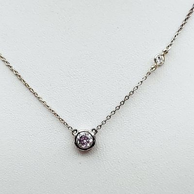 Sale Photo Thumbnail #268: Sterling Bezel Set CZ Necklace 2.6 Grams