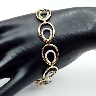 Sale Photo Thumbnail #377: Absolute Sterling Gold-Toned Stone Link Bracelet 16.4 Grams