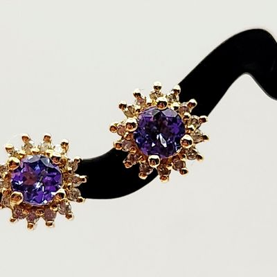 Sale Photo Thumbnail #230: 14K Tanzanite & Diamond Stud Earrings 1.9 Grams