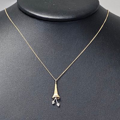 Sale Photo Thumbnail #471: 14K Gold Floral Diamond Pendant Necklace 1.6 Grams