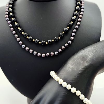 Sale Photo Thumbnail #316: 14K Gold Onyx & Pearl Jewelry Group