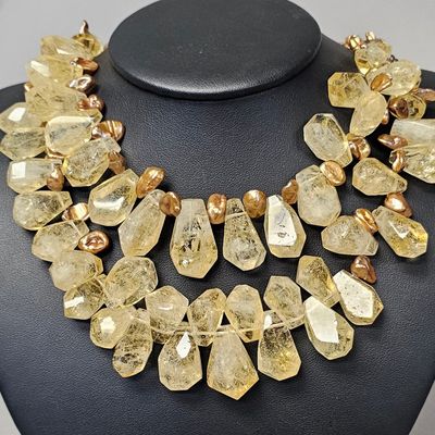 Sale Photo Thumbnail #454: Deb Guyot Sterling Citrine & Pearl Necklace 148.0 Grams