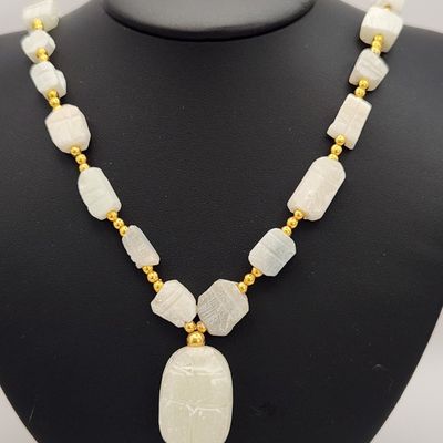 Sale Photo Thumbnail #317: Carved Stone Scarab & Bead Necklace