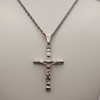 Sale Photo Thumbnail #262: Sterling Bamboo Crucifix Necklace 24.7 Grams