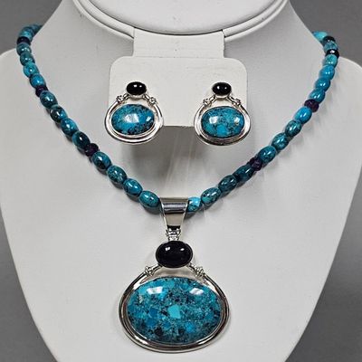 Sale Photo Thumbnail #149: Jay King Sterling Turquoise & Amethyst Set  54.5 Grams
