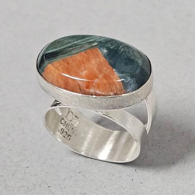 Sale Photo Thumbnail #156: DK Sterling Picture Jasper Statement Ring 7.4 Grams