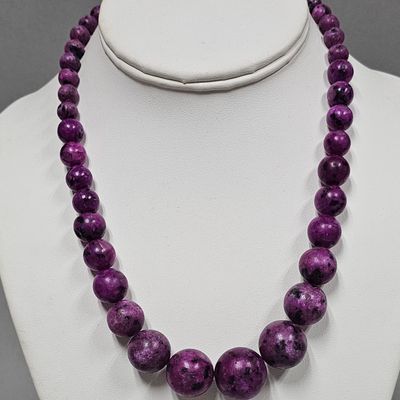 Sale Photo Thumbnail #178: DA Sterling Purple Stone Bead Necklace 89.2 Grams