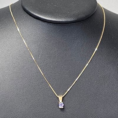 Sale Photo Thumbnail #329: 14K Yellow Gold Tanzanite Solitaire Necklace 2.6 Grams