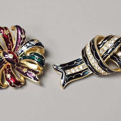Sale Photo Thumbnail #483: Joan Rivers Multi-Color Enamel & Crystal Brooches