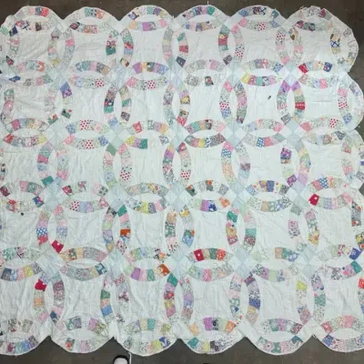 Double Wedding Ring Patchwork Quilt 