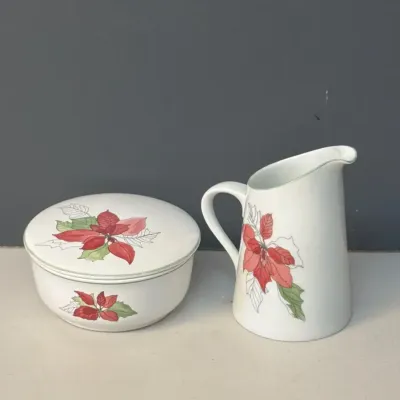 "Watercolors Poinsettia" by Mary Lou Goertzen for Block Bernarda Portugal c 1982