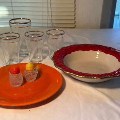 Sale Photo Thumbnail #54: .with hold gold rimmed glassware