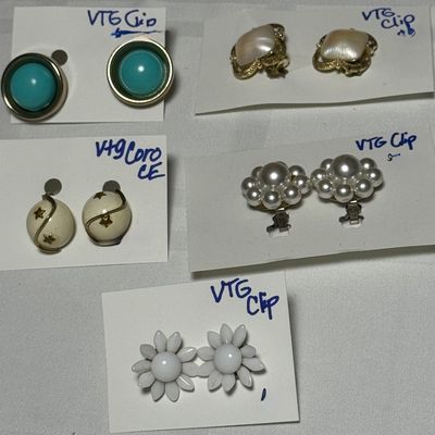 Vintage Clip-On and Screw-Back Earrings Collection - 6 Pairs