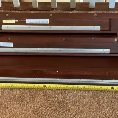 Three Pottery Barn, Mahogany, Colored Shelves W/ Brackets
