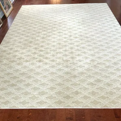 Large Beige & Ivory Geometric Area Rug