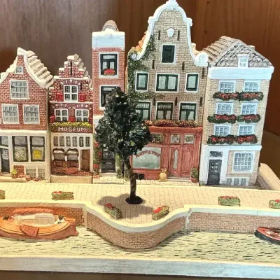 Handcrafted European Canal Street Village Diorama- Wonderworld