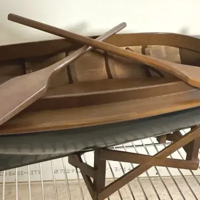 Decorative Wooden Model Boat With Oars