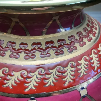 Ornate Burgundy/Gold Oriental Accent Lamp