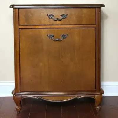 Vintage Wood Hamper / Cabinet with Drawer