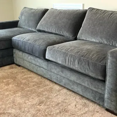 Beautiful Lee Industries Gray Plush Upholstered Sectional With Chaise