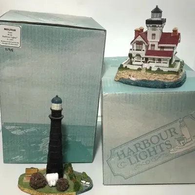 (2) Harbor Lights Lighthouse Figurines - Boulevard & Point Fermin