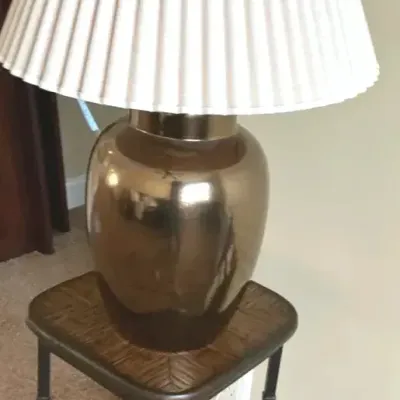 Pier One Import Lamp/Table Stand & Bronze Colored Lamp