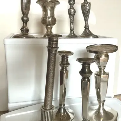 Silver-Colored Candlesticks