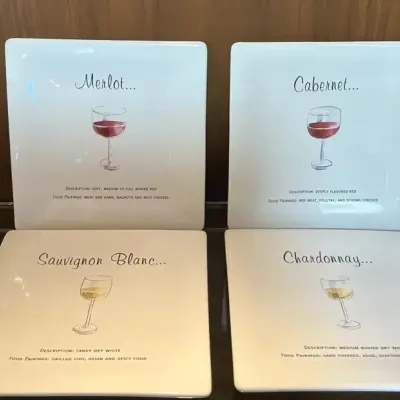Pottery Barn Wine Guide Plates- Set Of 4