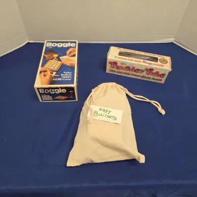 Vintage Games - Boggle, Easy Builders Building Blocks, Thunder Tube Noise Maker 