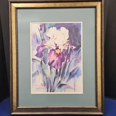 Vintage Wall Art In Deluxe Frame - Margaret Critchley Print Of Iris