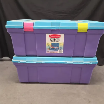 Vintage 1990s Rubbermaid Keepers Totelocker Storage Bins - Stackable