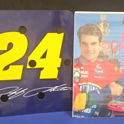 2 NASCAR Jeff Gordon Metal Wall Signs - Art, 1997 Champion, DuPont Racing, Cut Out Door
