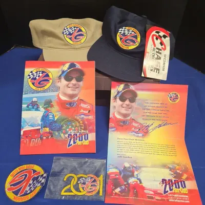 Vintage NASCAR Jeff Gordon Fan Club Items - Hats, Signed Photo, Patches, Letter