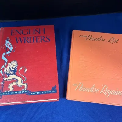 2 Vintage Literature Hardcover Books -  English Writers & From Paradise Lost