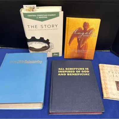 5 Vintage Christian Books - Aid To Bible Understanding, The Story, Angels, Jabez