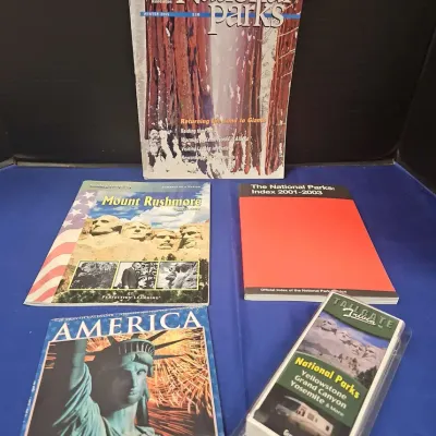 Vintage National Park Items - Magazine, Mount Rushmore. Parks Index  America Calendar, Trivia Game