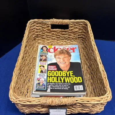 NEW Storage Basket With Magazines - Time, Ruth Bader Ginsburg, Anne Frank, Life Dogs, Titanic