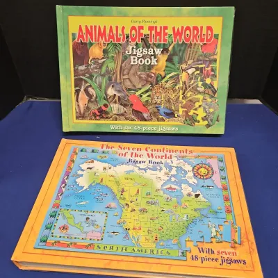 2 Vintage Jigsaw Books - 48 Piece, Around the World