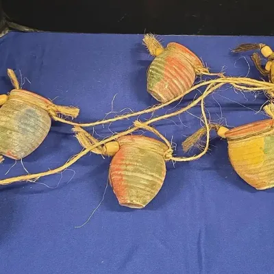 30" Hanging Multi-Color Clay Pots On A Rope - Southwest Desert Art, Decor
